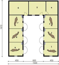 Parter projektu - S32 Stajnia angielska dla koni z boksami z wyjściem na zewnątrz - 6 boksów