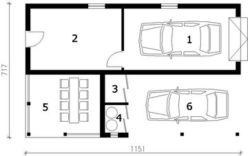 Parter projektu - G167 garaż z wiatą i pomieszczeniem gospodarczym