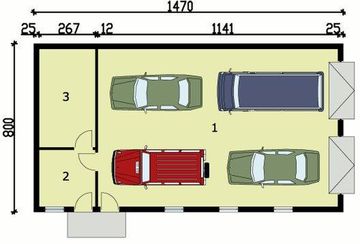 Parter projektu - G161 garaż czterostanowiskowy