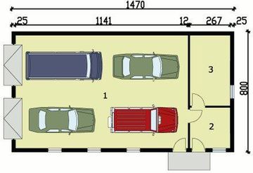 Parter projektu - G162 garaż czterostanowiskowy z pomieszczeniami gospodarczymi