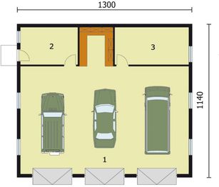 Parter projektu - G164 garaż trzystanowiskowy z pomieszczeniami gospodarczymi