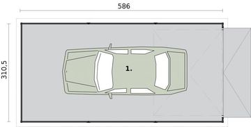 Parter projektu - GB12 projekt garażu blaszanego jednostanowiskowego