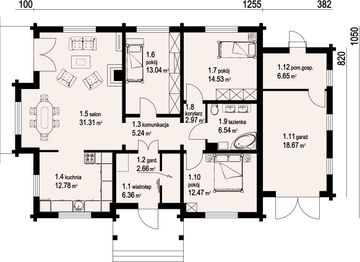 Parter projektu - Dębina z garażem
