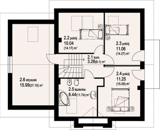 Poddasze projektu - Barcin b + garaż