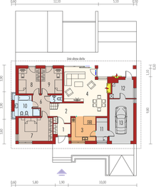 Projekt domu Gabriel G1 multi-comfort - rzut parteru, dom liczy 3 pokoje, 2 łazienki i wc