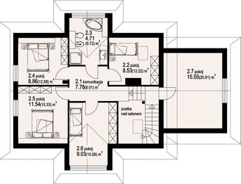 Poddasze projektu - Dom podhalański dw