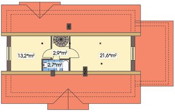 Poddasze projektu - Gienia energo+ wersja B z garażem pojedynczym strop drewniany