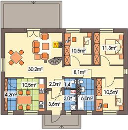 Parter projektu - Gienia energo+ wersja A bez garażu strop drewniany