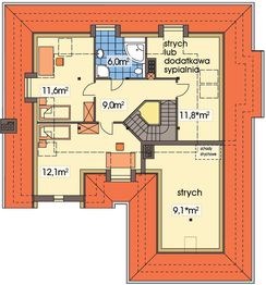 Poddasze projektu - Lawenda 2 energo+ wersja A paliwo stałe