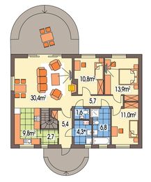 Parter projektu - Gienia 2 wersja A bez garażu paliwo stałe