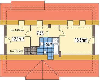Poddasze projektu - Gienia 2 wersja A bez garażu paliwo stałe