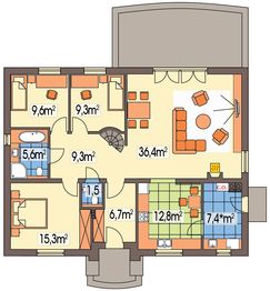 Parter projektu - Azalia 2 wersja A bez garażu paliwo stałe