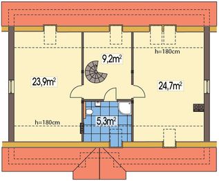 Poddasze projektu - Azalia 2 wersja A bez garażu paliwo stałe