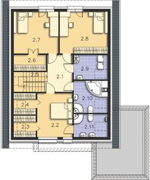 Projekt domu Garda DCP310 - rzut poddasza, dom liczy 4 pokoje, 3 łazienki i wc