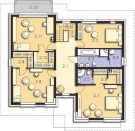 Projekt domu Canberra DCP265 - rzut 1 piętra, dom liczy 5 pokoje, 3 łazienki i wc