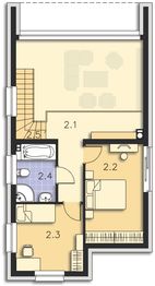 Projekt domu Delft DCP294 - rzut 1 piętra, dom liczy 2 pokoje, 2 łazienki i wc