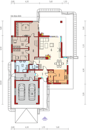 Projekt domu Margaret III G2 - rzut parteru, dom liczy 3 pokoje, 2 łazienki i wc