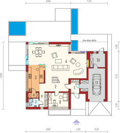 Projekt domu Neo G1 energo plus - rzut parteru, dom liczy 3 pokoje, 2 łazienki i wc