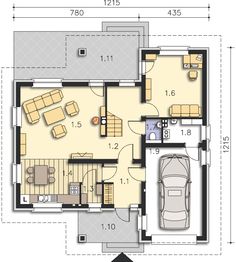 Projekt domu Elmshorn LMP230 - rzut parteru, dom liczy 4 pokoje, 2 łazienki i wc