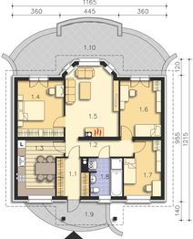 Projekt domu Sintra LMB65 - rzut parteru, dom liczy 3 pokoje, 1 łazienki i wc