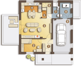 Parter projektu - Nowinka III z garażem 1-st. [A]