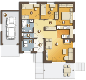 Parter projektu - Tola z garażem 1-st. [A]