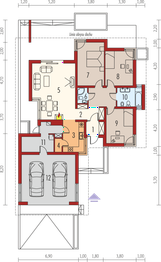 Projekt domu Dylan G2 - rzut parteru, dom liczy 3 pokoje, 2 łazienki i wc
