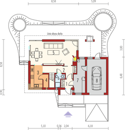 Projekt domu Tim G1 (wersja B) - rzut parteru, dom liczy 3 pokoje, 2 łazienki i wc