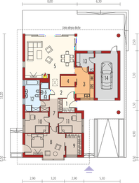 Projekt domu Alan G1 - rzut parteru, dom liczy 3 pokoje, 2 łazienki i wc