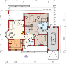 Projekt domu Flori II G1 - rzut parteru, dom liczy 3 pokoje, 2 łazienki i wc