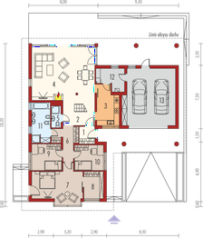 Projekt domu Alan II G2 - rzut parteru, dom liczy 3 pokoje, 2 łazienki i wc