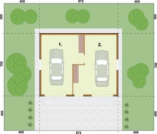 Parter projektu - G11 szkielet drewniany, garaż dwustanowiskowy