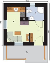 Parter projektu - Delhi dom letniskowy w szkielecie drewnianym na zgłoszenie do 35m2