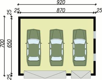 Parter projektu - G17 szkielet drewniany, garaż trzystanowiskowy