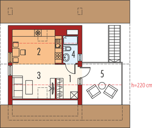 Poddasze projektu - Garaż G31 (z wiatą)