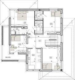 Piętro 1 projektu - DN 021h z podpiwniczeniem