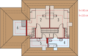 Projekt domu Niki G1 (wersja A) energo - rzut poddasza, dom liczy 3 pokoje, 2 łazienki i wc