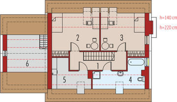 Projekt domu Niki II G1 energo - rzut poddasza, dom liczy 3 pokoje, 2 łazienki i wc