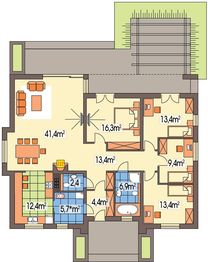 Parter projektu - Tytus wersja A parterowa, bez garażu paliwo stałe