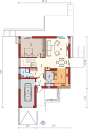 Projekt domu Edgar G1 energo - rzut parteru, dom liczy 4 pokoje, 2 łazienki i wc