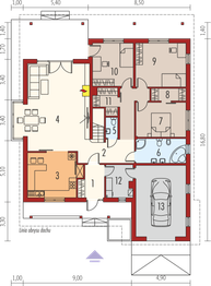 Projekt domu Polarna G1 - rzut parteru, dom liczy 3 pokoje, 2 łazienki i wc