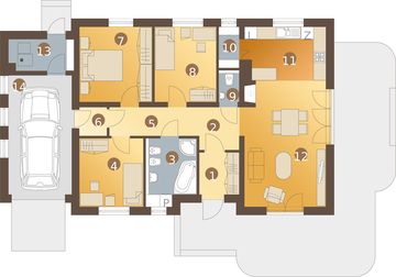 Parter projektu - Lucynka z garażem 1-st. [A]