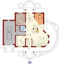 Projekt domu Liza G1 - rzut parteru, dom liczy 5 pokoje, 2 łazienki i wc