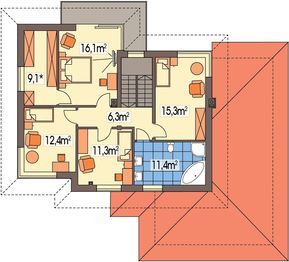 Piętro 1 projektu - Boss wersja B 2 poszerzony paliwo stałe