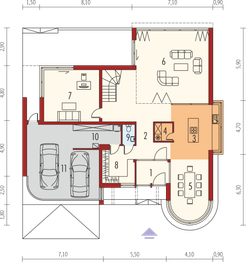 Projekt domu Karol G2 - rzut parteru, dom liczy 4 pokoje, 2 łazienki i wc