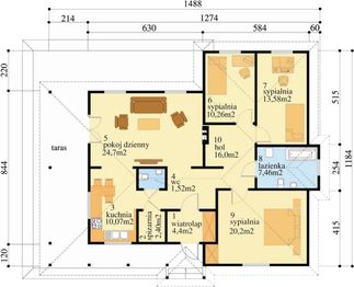 Parter projektu - Z tarasami drewniany