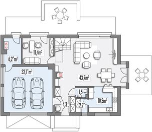 Parter projektu - Kevin wersja B z wykuszem paliwo stałe