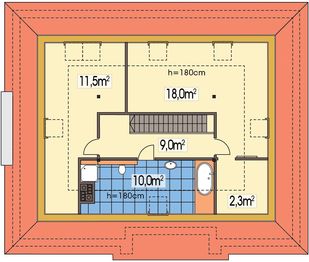 Poddasze projektu - TYTUS 2 wersja C paliwo stałe z poddaszem, bez garażu