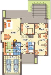 Parter projektu - Tytus 2 wersja D paliwo stałe z poddaszem, podwójny garaż