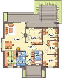 Parter projektu - Tytus 2 wersja A paliwo stałe parterowy, bez garażu